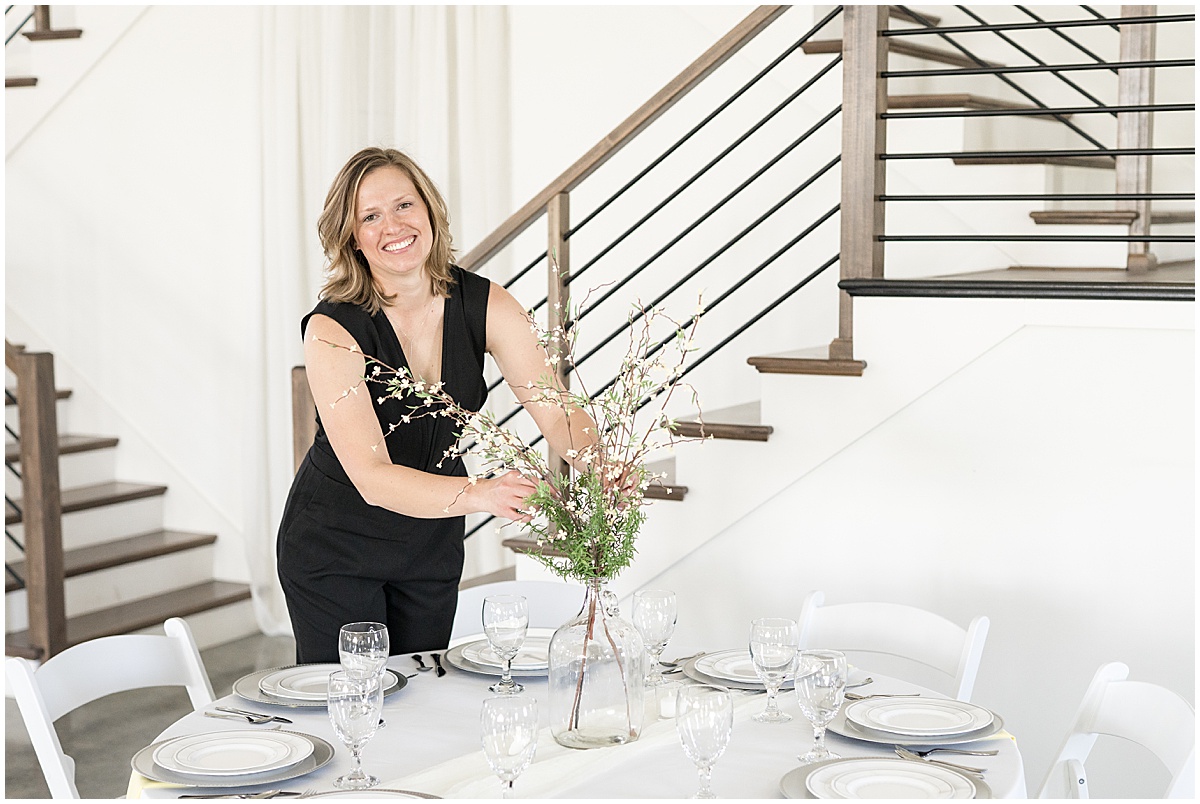 Andrea Peterson Events working a wedding at New Journey Farms in Lafayette, Indiana for her branding photos