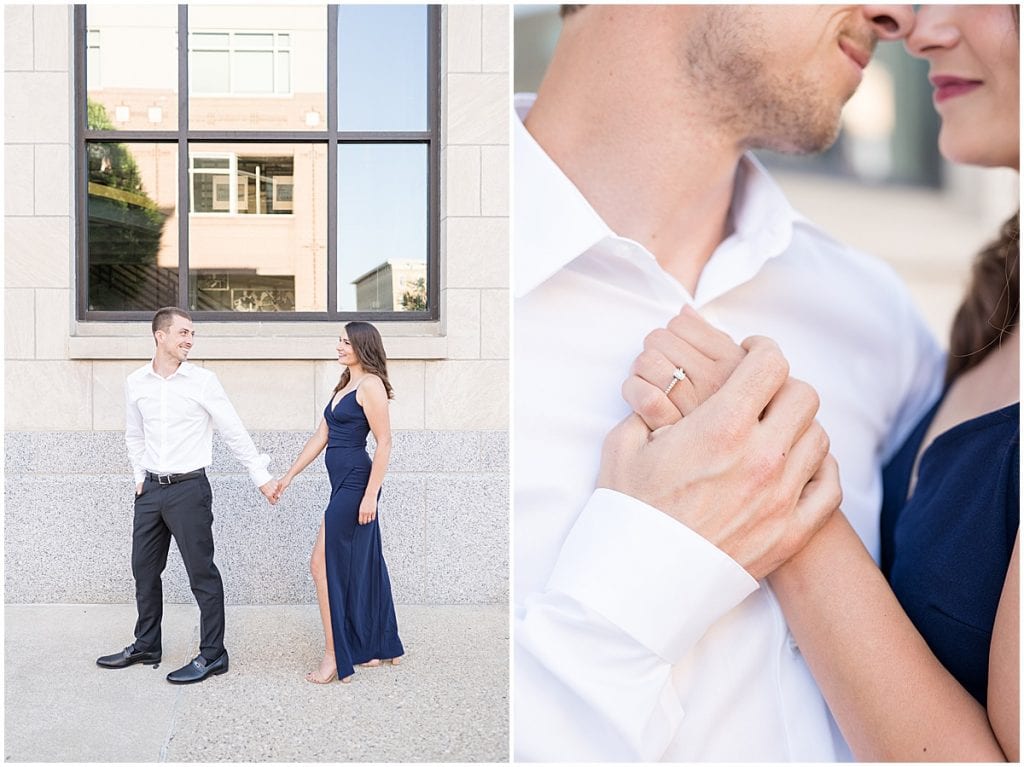 Downtown Lafayette, Indiana engagement photos by Victoria Rayburn Photography