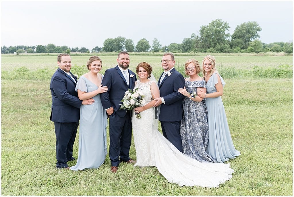 Family portrait at a wedding at The Brandywine in Monticello, Indiana