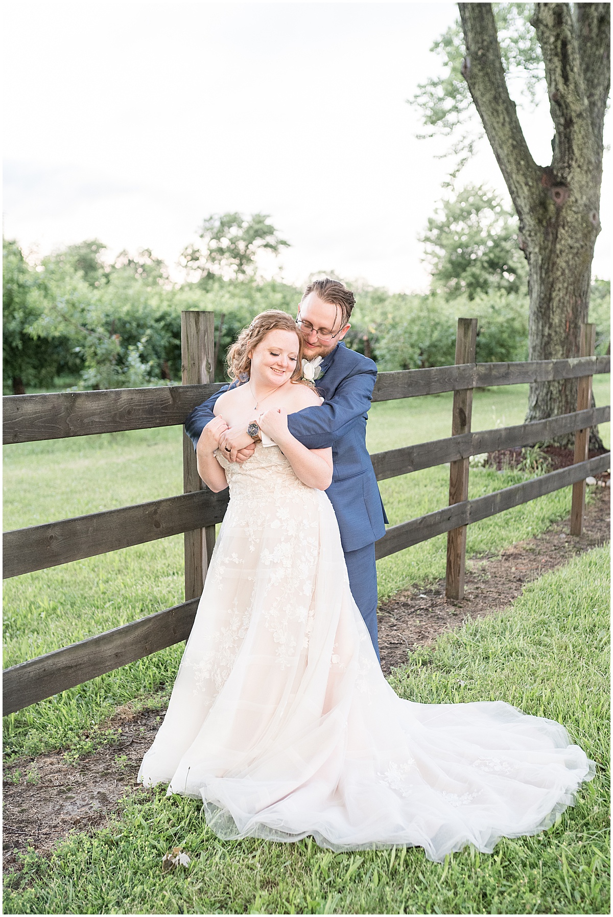 Bride and groom sunset photos at County Line Orchard wedding in Hobart, Indiana