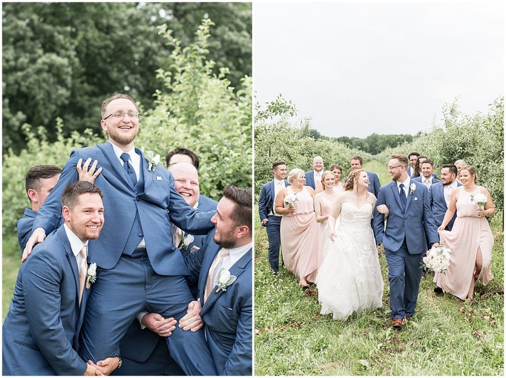 Bridal party photos at County Line Orchard wedding in Hobart, Indiana