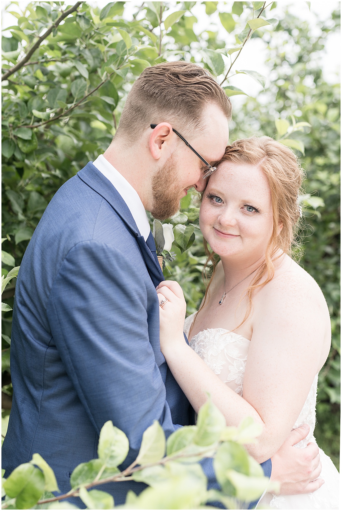 Bride and groom photos at County Line Orchard wedding in Hobart, Indiana
