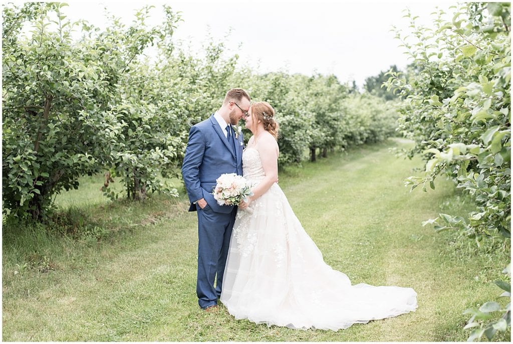 Bride and groom photos at County Line Orchard wedding in Hobart, Indiana