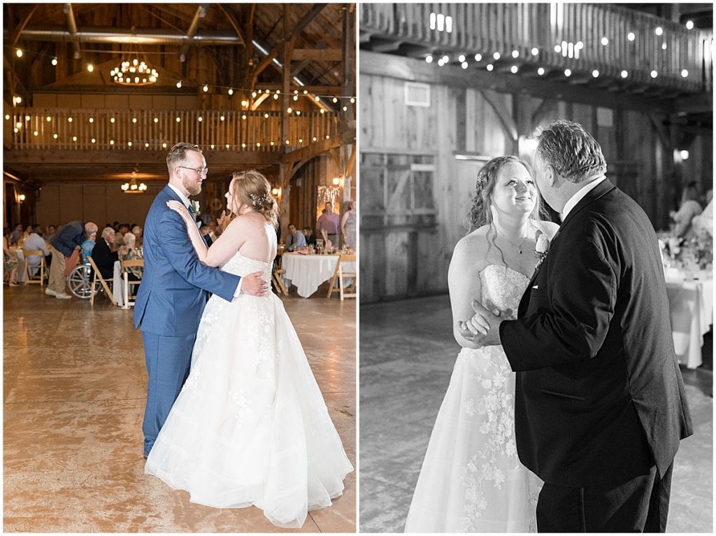 Bride and groom first dance at County Line Orchard wedding reception in Hobart, Indiana