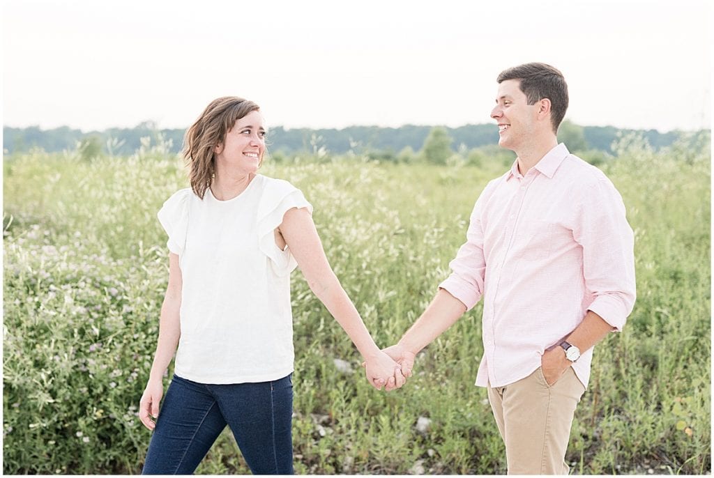 Engagement photos at Strawtown Koteewi Park in Noblesville, Indiana by Indianapolis wedding photographer Victoria Rayburn Photography