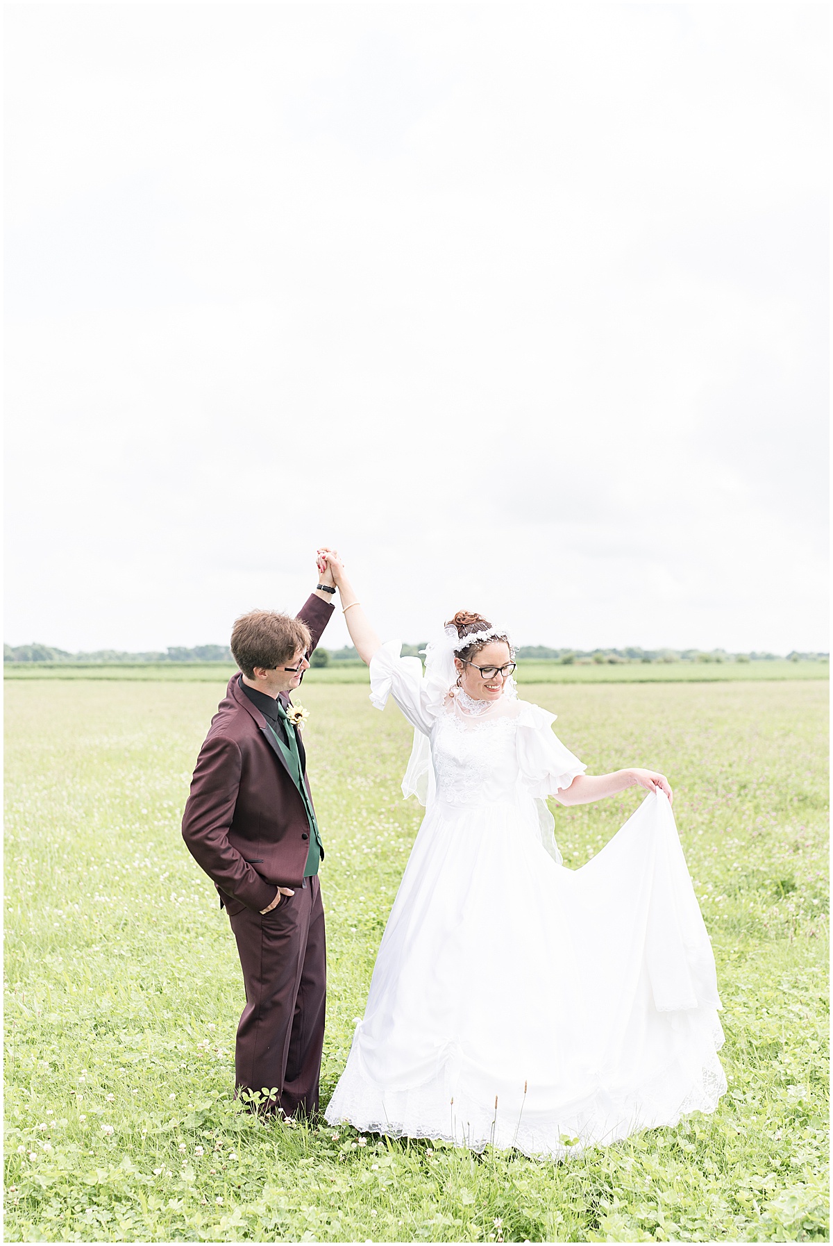 Bride and groom portraits at Exploration Acres wedding in Lafayette, Indiana
