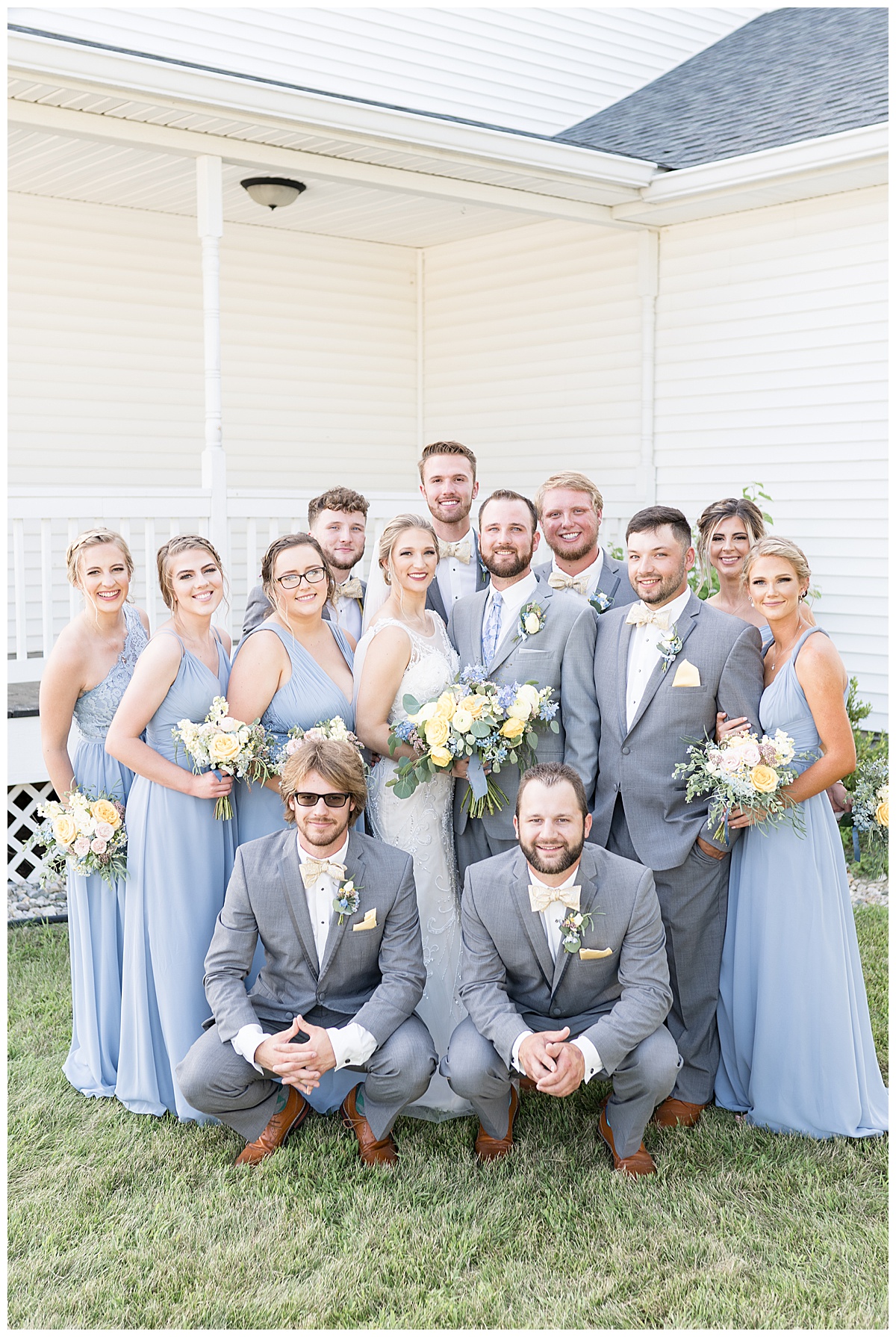 Bridal party photos at Gathering Acres wedding in Lafayette, Indiana
