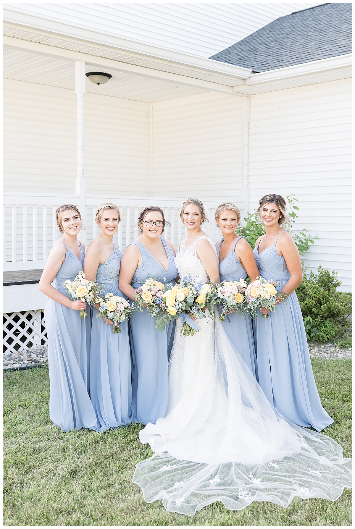 Bridal party photos at Gathering Acres wedding in Lafayette, Indiana