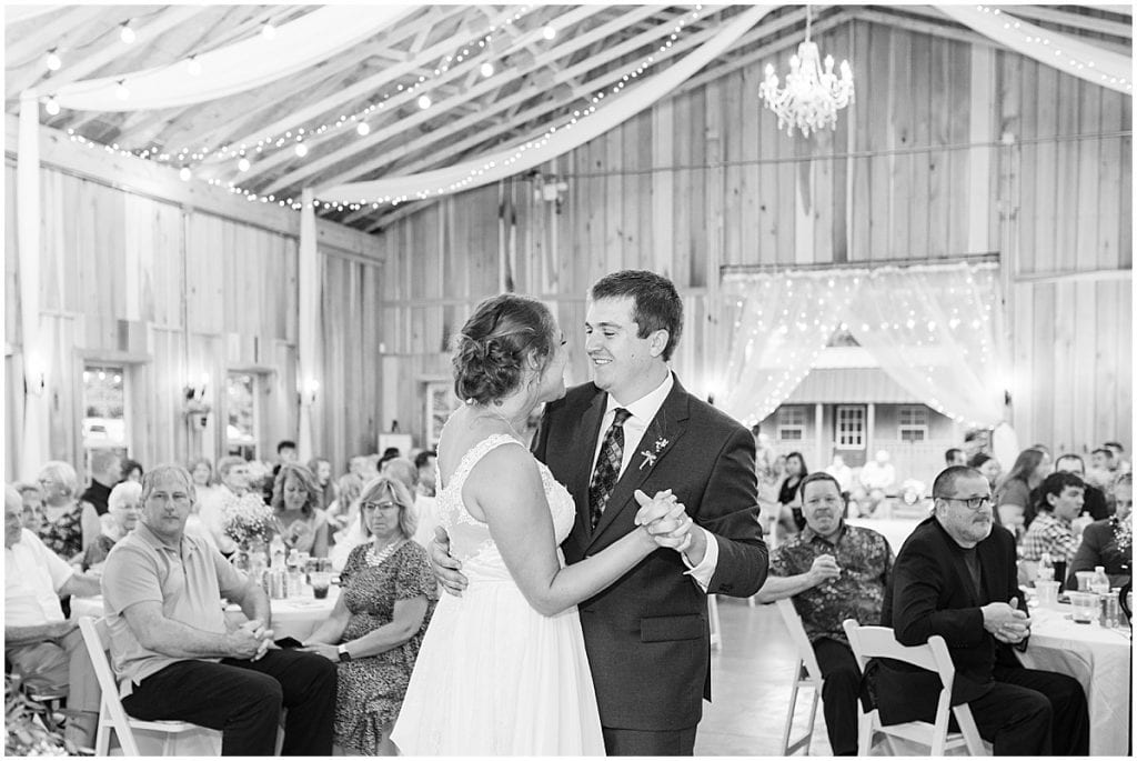 First dance at Hawk Point Acres Wedding in Anderson, Indiana