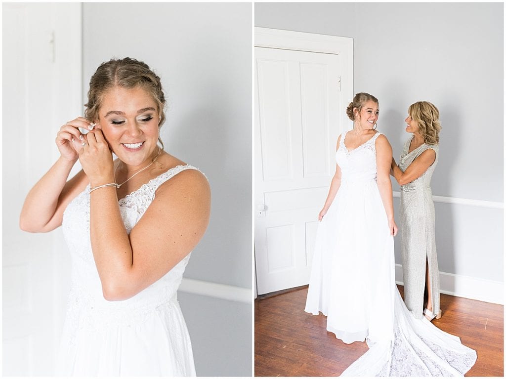 Bride getting ready for Hawk Point Acres Wedding in Anderson, Indiana