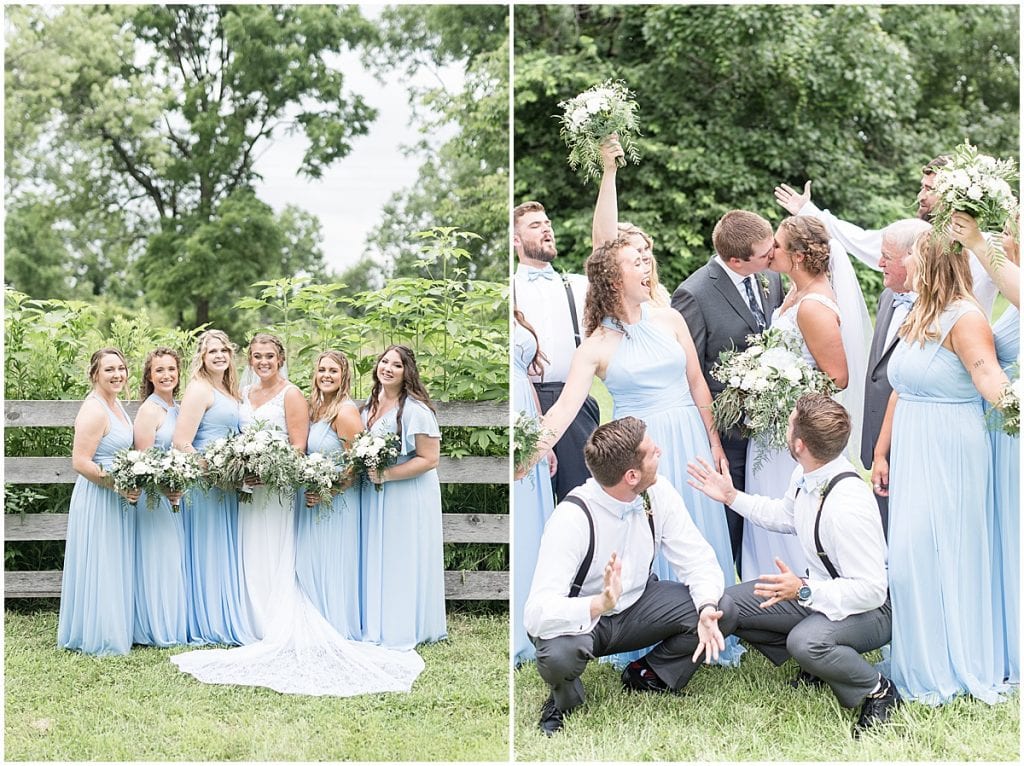 Wedding party photos at Hawk Point Acres Wedding in Anderson, Indiana