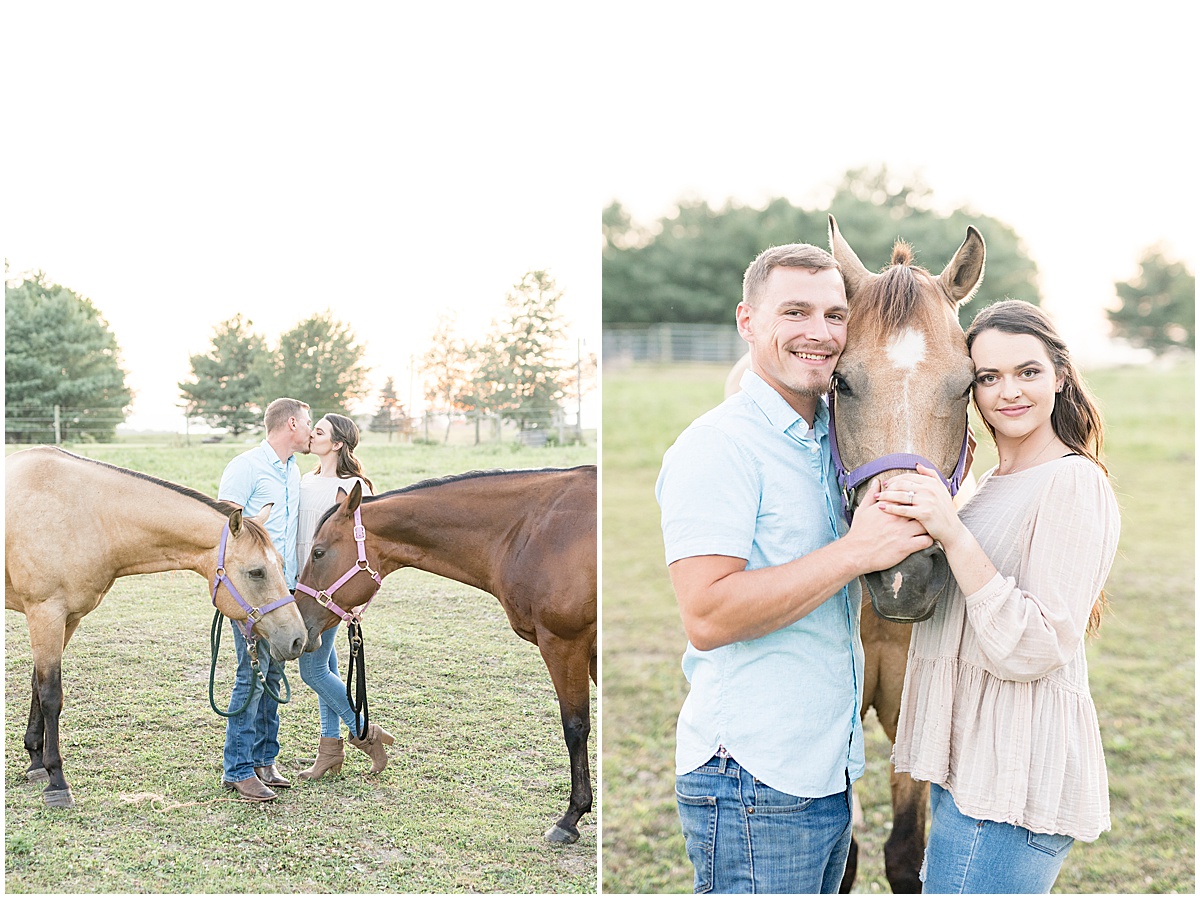 Engagement photos with horses in Veedersburg, Indiana by Lafayette, Indiana wedding photographer Victoria Rayburn Photography