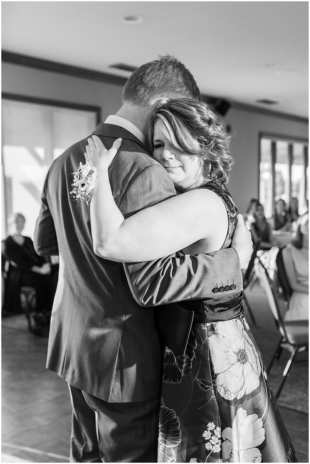 Mother son dance at River Glen Country Club wedding in Fishers, Indiana