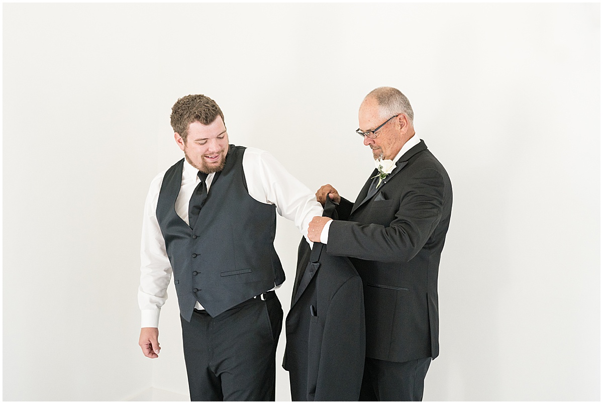 Groom getting ready for New Journey Farms wedding in Lafayette, Indiana