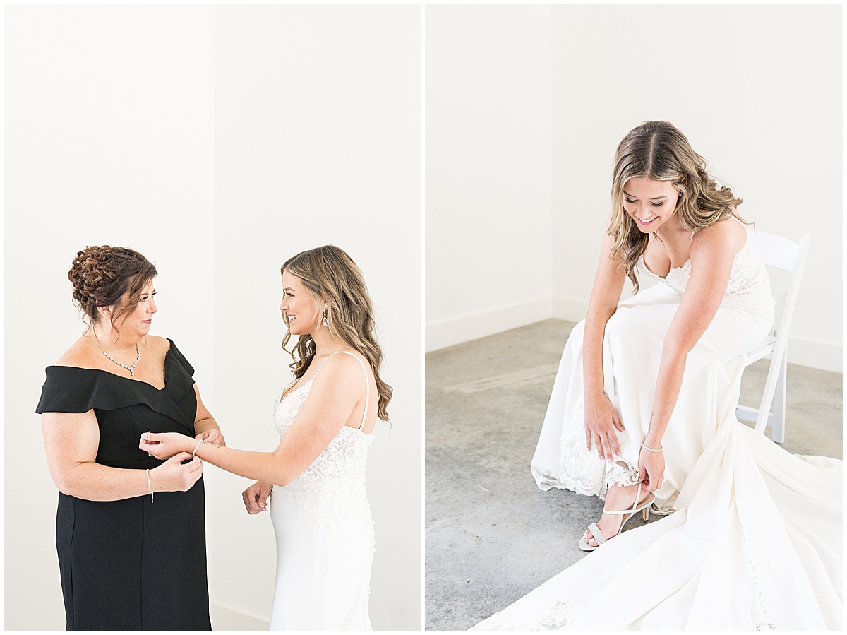 Bride getting ready for New Journey Farms wedding in Lafayette, Indiana by Victoria Rayburn Photography