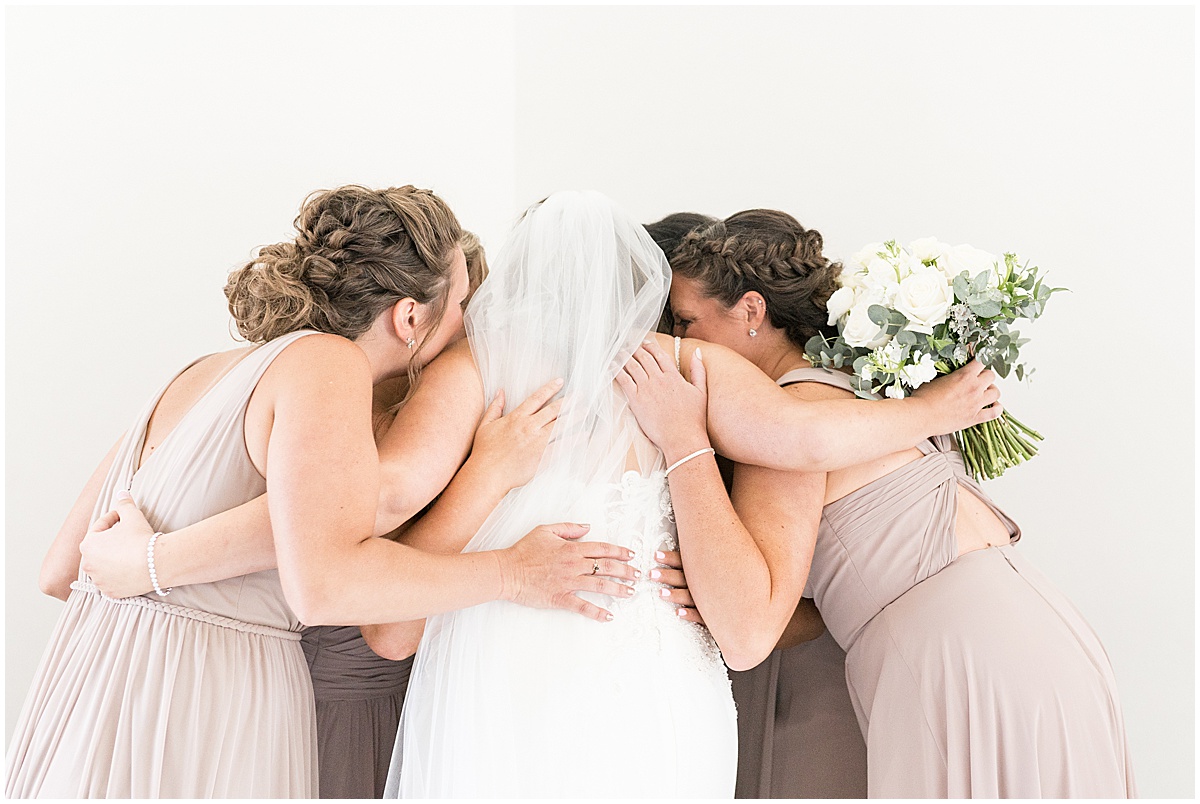 Bridesmaids first look reaction at New Journey Farms wedding in Lafayette, Indiana by Victoria Rayburn Photography