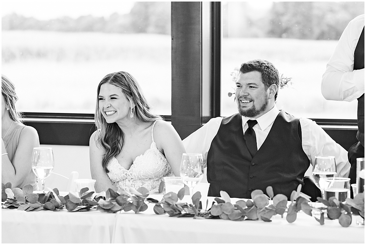 Speeches at New Journey Farms wedding reception in Lafayette, Indiana by Victoria Rayburn Photography