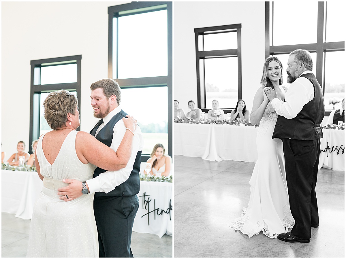 Dancing with parents at New Journey Farms wedding reception in Lafayette, Indiana by Victoria Rayburn Photography