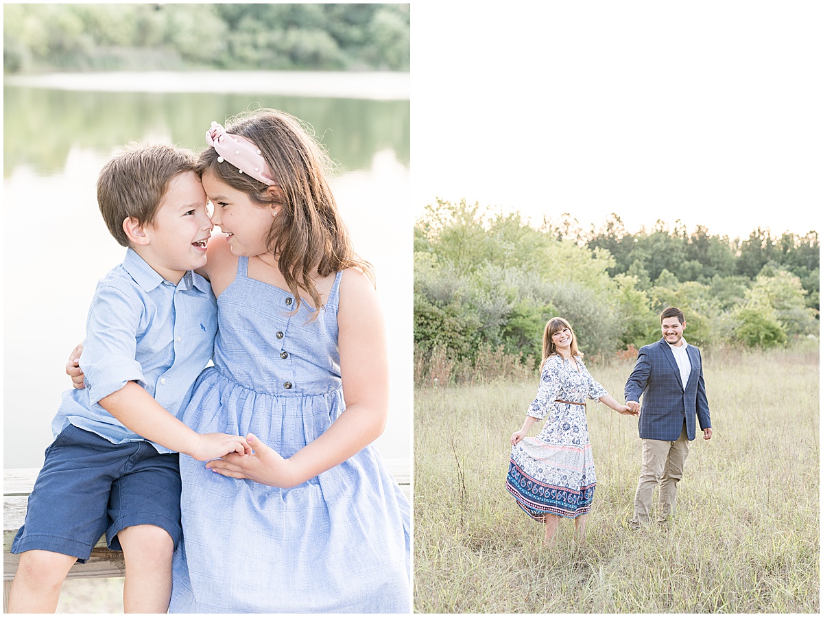 Family photos at Fairfield Lakes Park in Lafayette, Indiana
