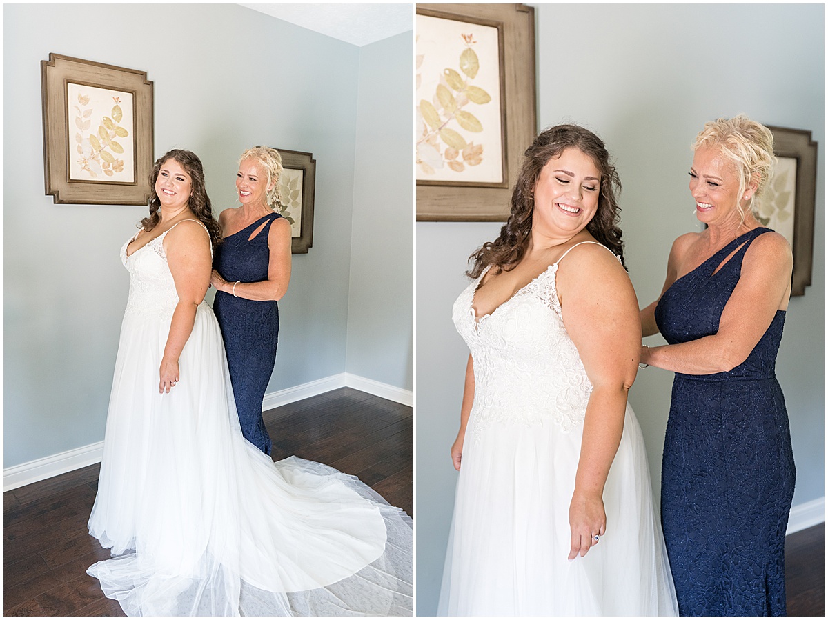 Bride getting ready for outdoor private property wedding in Frankfort, Indiana by Victoria Rayburn Photography