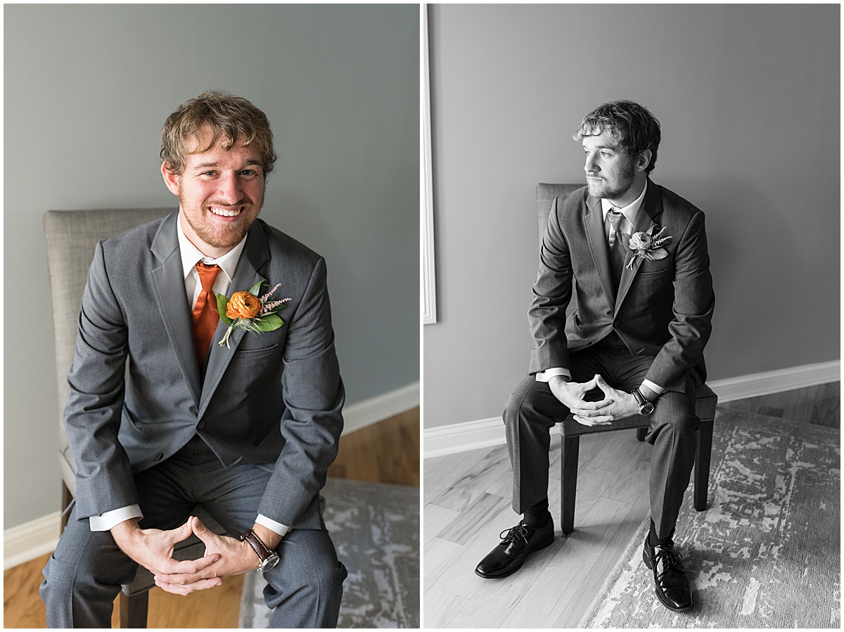 Groom portraits for outdoor private property wedding in Frankfort, Indiana by Victoria Rayburn Photography
