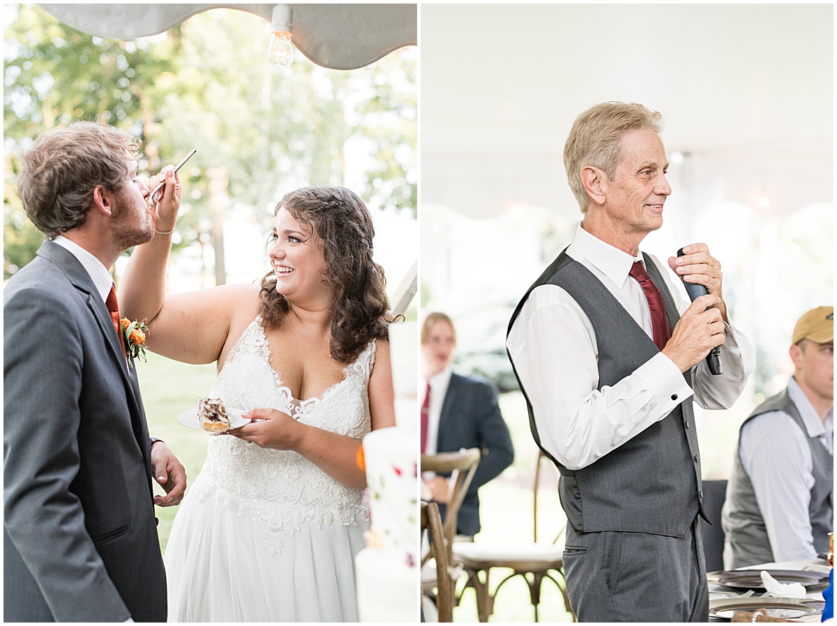 Wedding toasts at outdoor private property wedding in Frankfort, Indiana by Victoria Rayburn Photography