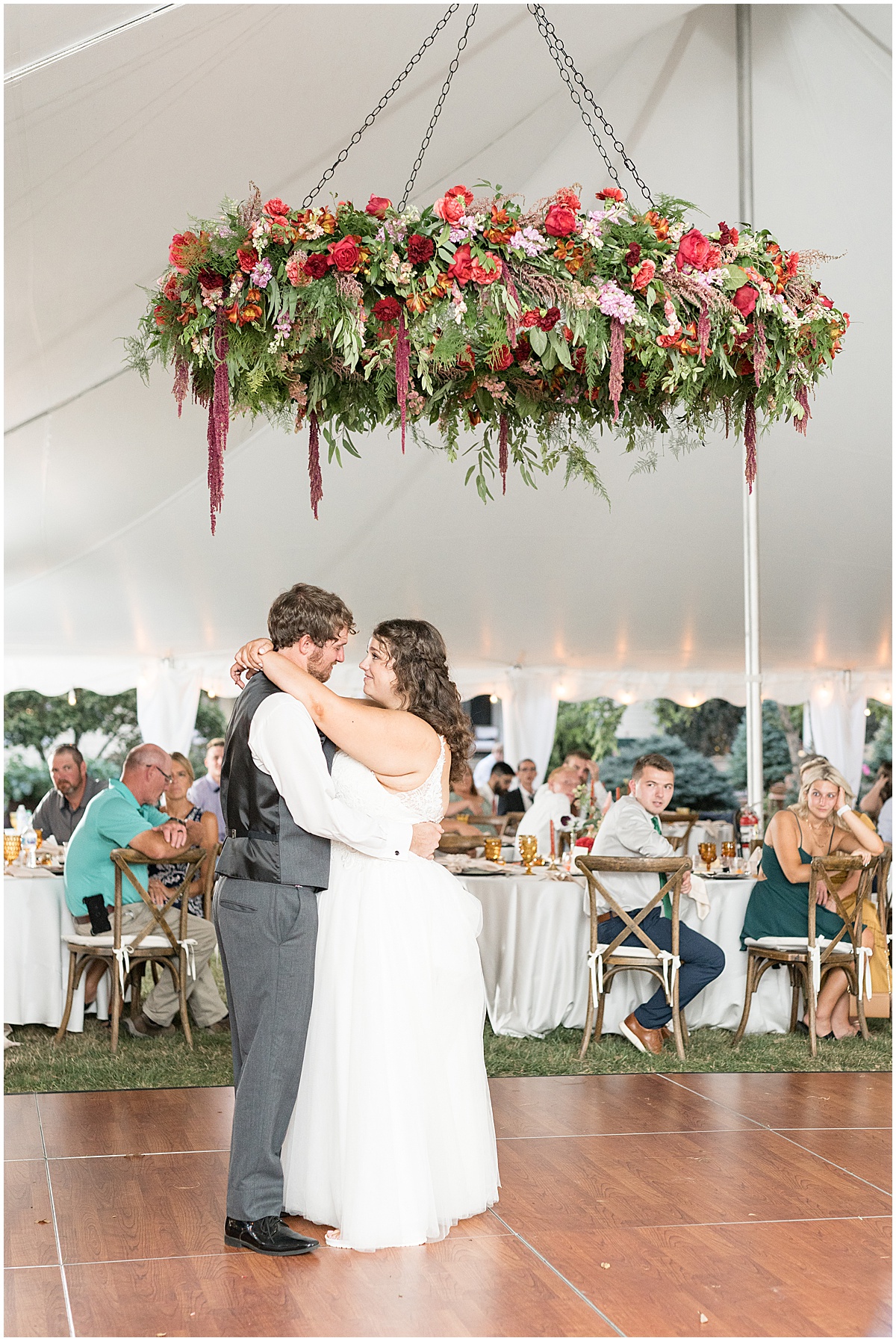 Dancing at outdoor private property wedding in Frankfort, Indiana by Victoria Rayburn Photography