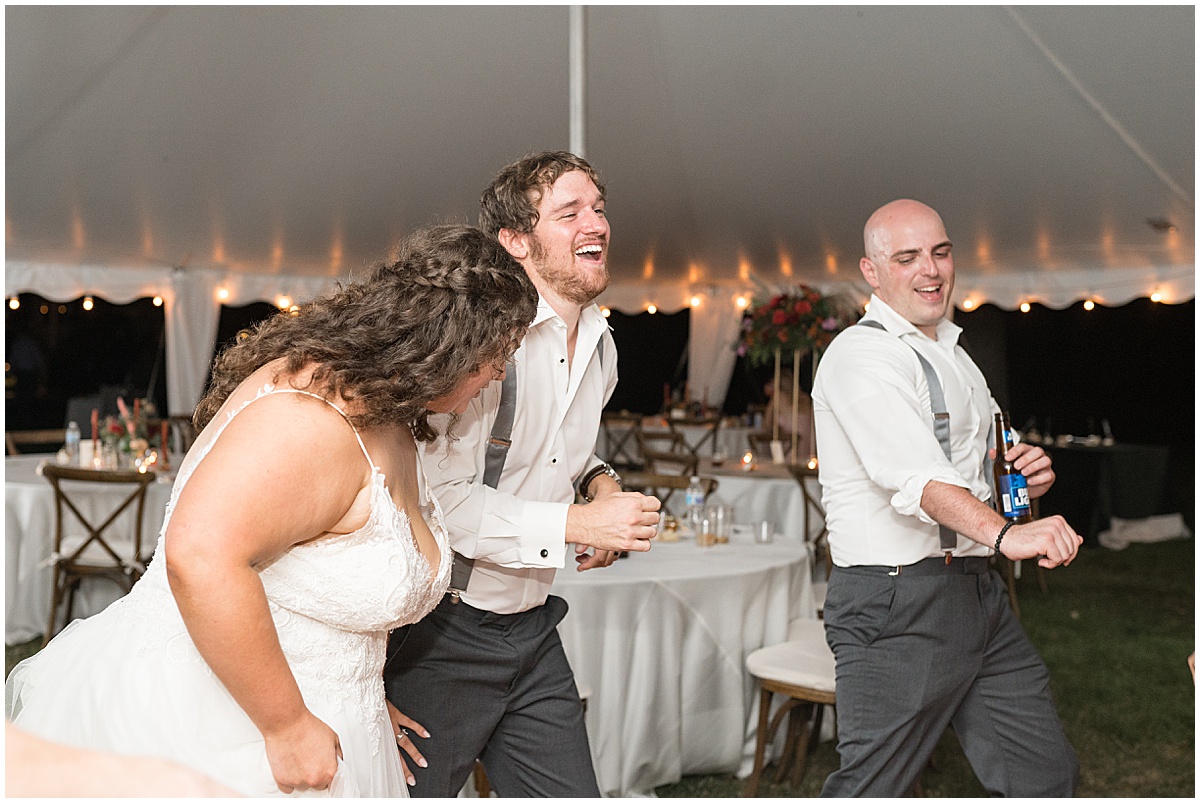 Dancing at outdoor private property wedding in Frankfort, Indiana by Victoria Rayburn Photography