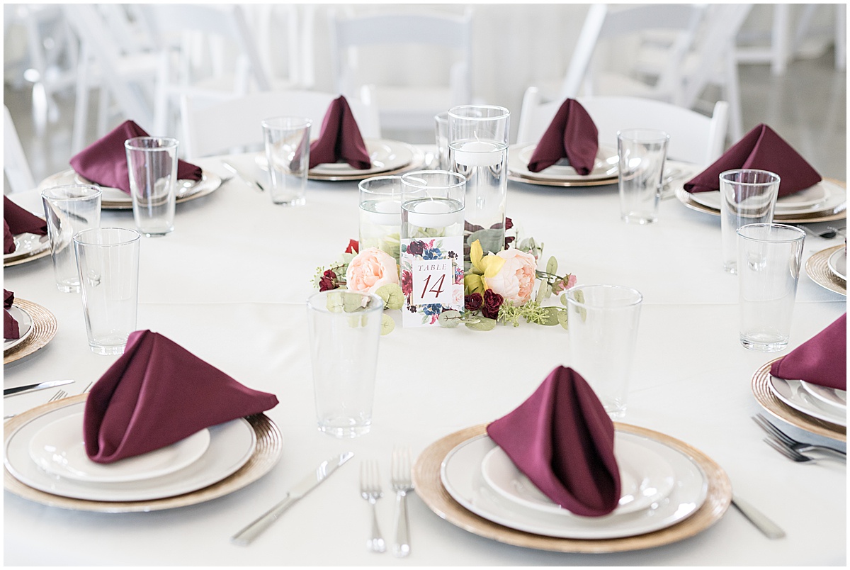 Details of wedding reception at New Journey Farms in Lafayette, Indiana