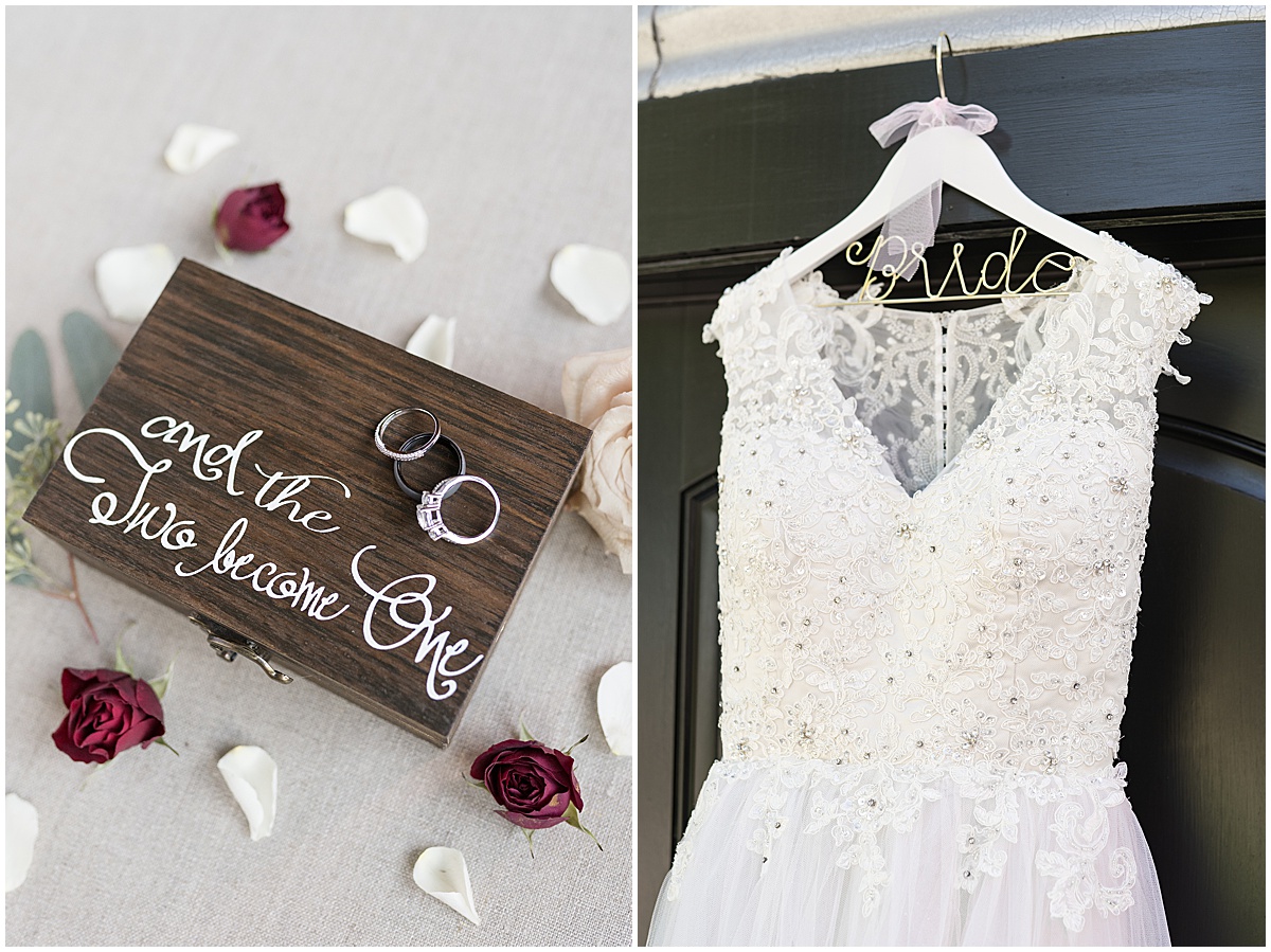Details of fall wedding at Vintage Oaks Banquet Barn in Delphi, Indiana
