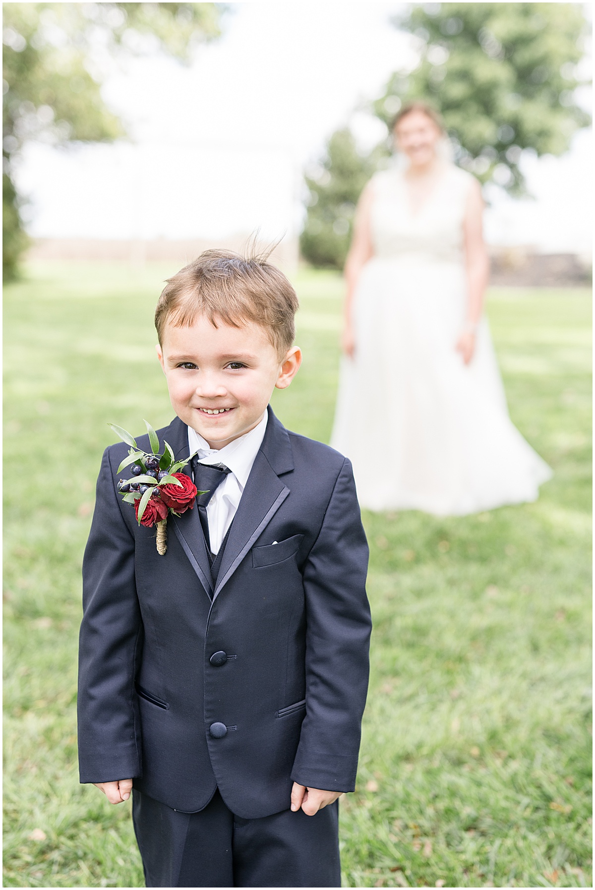 first look at fall wedding at Vintage Oaks Banquet Barn in Delphi, Indiana