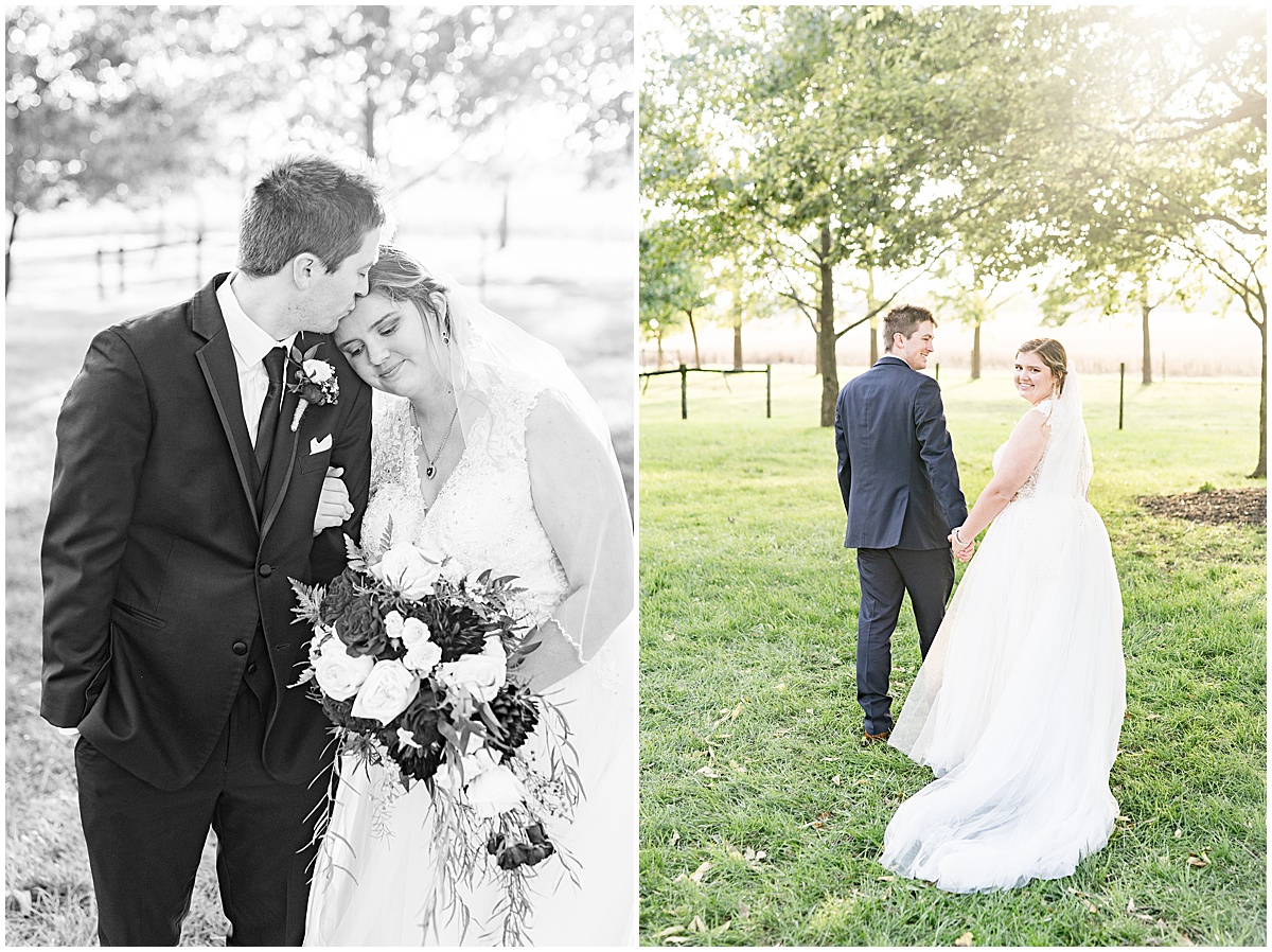 Just married photos after fall wedding at Vintage Oaks Banquet Barn in Delphi, Indiana