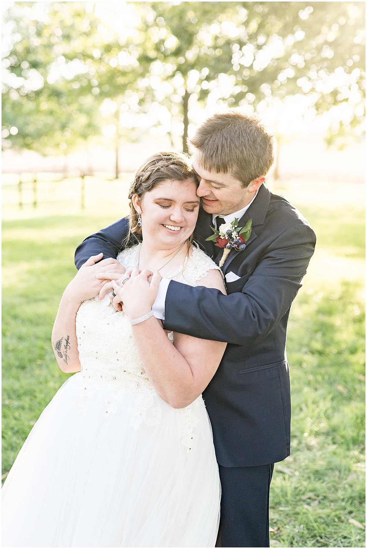 Just married photos after fall wedding at Vintage Oaks Banquet Barn in Delphi, Indiana