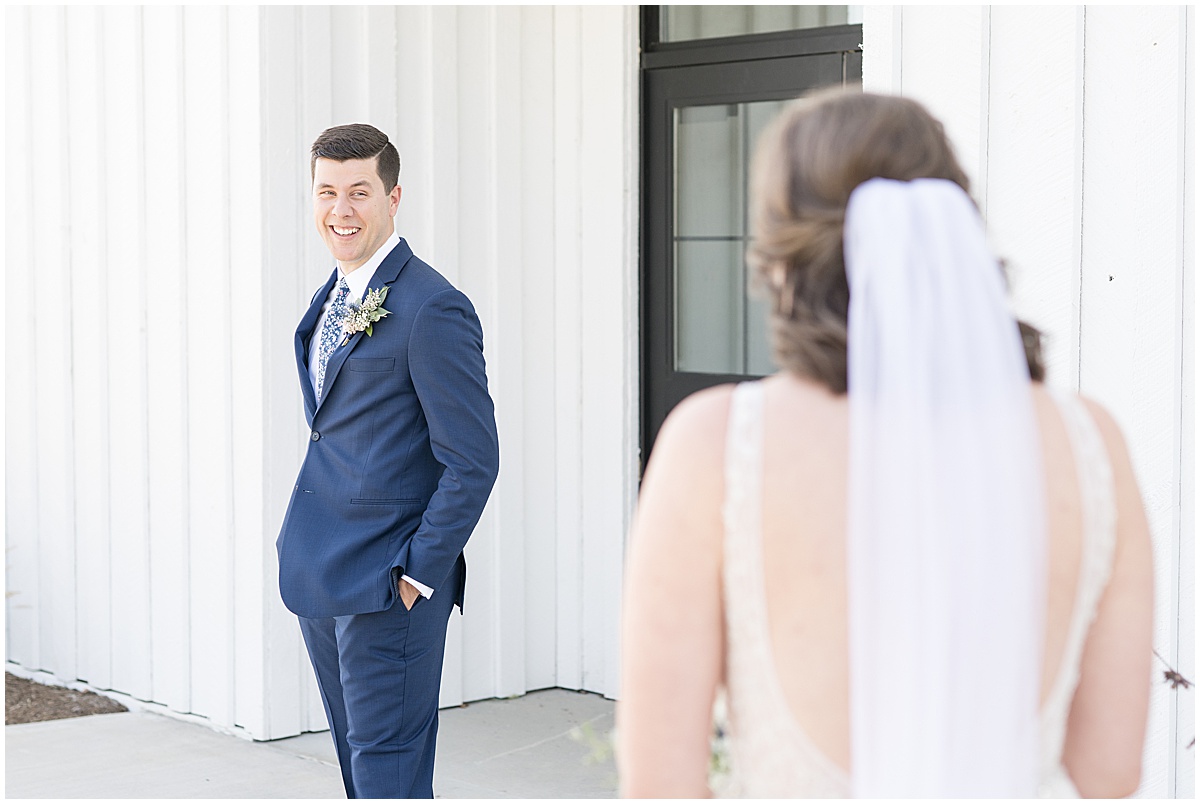 First look at wedding at The Sixpence in Whitestown, Indiana by Indianapolis wedding photographer Victoria Rayburn