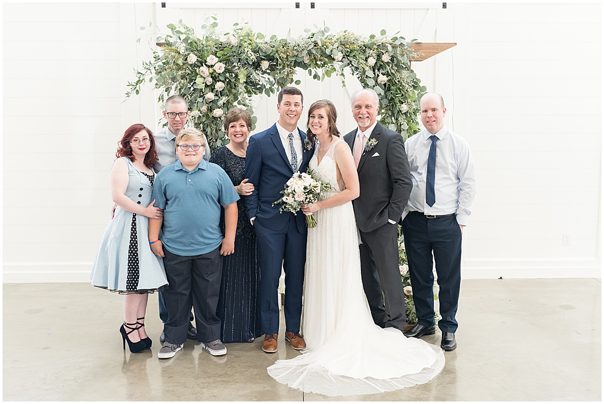 Family photos at wedding at The Sixpence in Whitestown, Indiana by Indianapolis wedding photographer Victoria Rayburn
