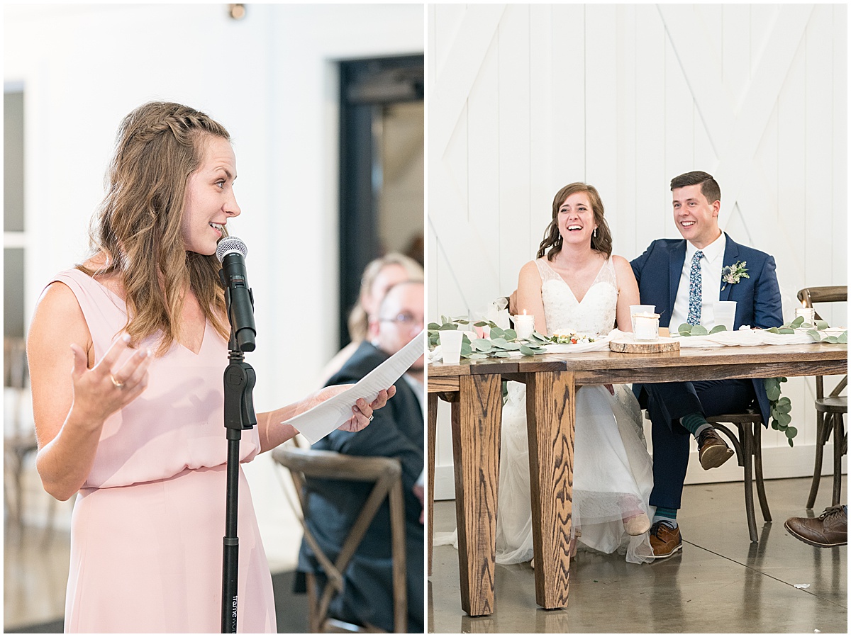Reception of wedding at The Sixpence in Whitestown, Indiana by Indianapolis wedding photographer Victoria Rayburn