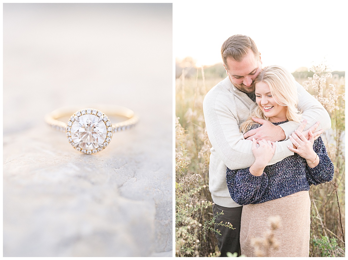 Fall engagement photos at Strawtown Koteewi Park in Noblesville, Indiana by Indianapolis wedding photographer Victoria Rayburn Photography