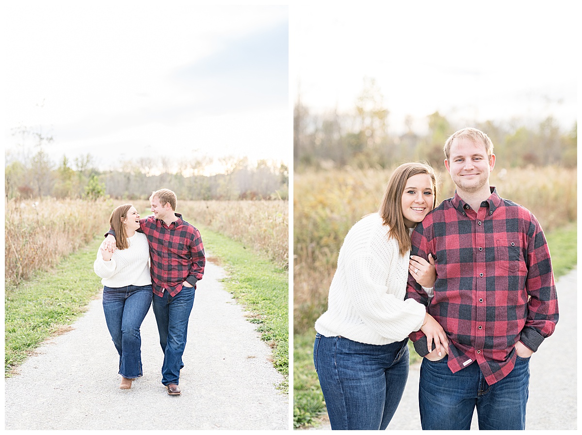 Strawtown Koteewi Park fall engagement photos in Noblesville, Indiana by Indianapolis wedding photographer Victoria Rayburn Photography