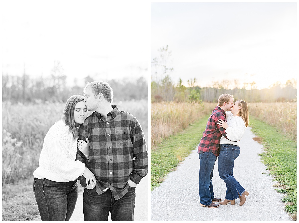 Strawtown Koteewi Park fall engagement photos in Noblesville, Indiana by Indianapolis wedding photographer Victoria Rayburn Photography