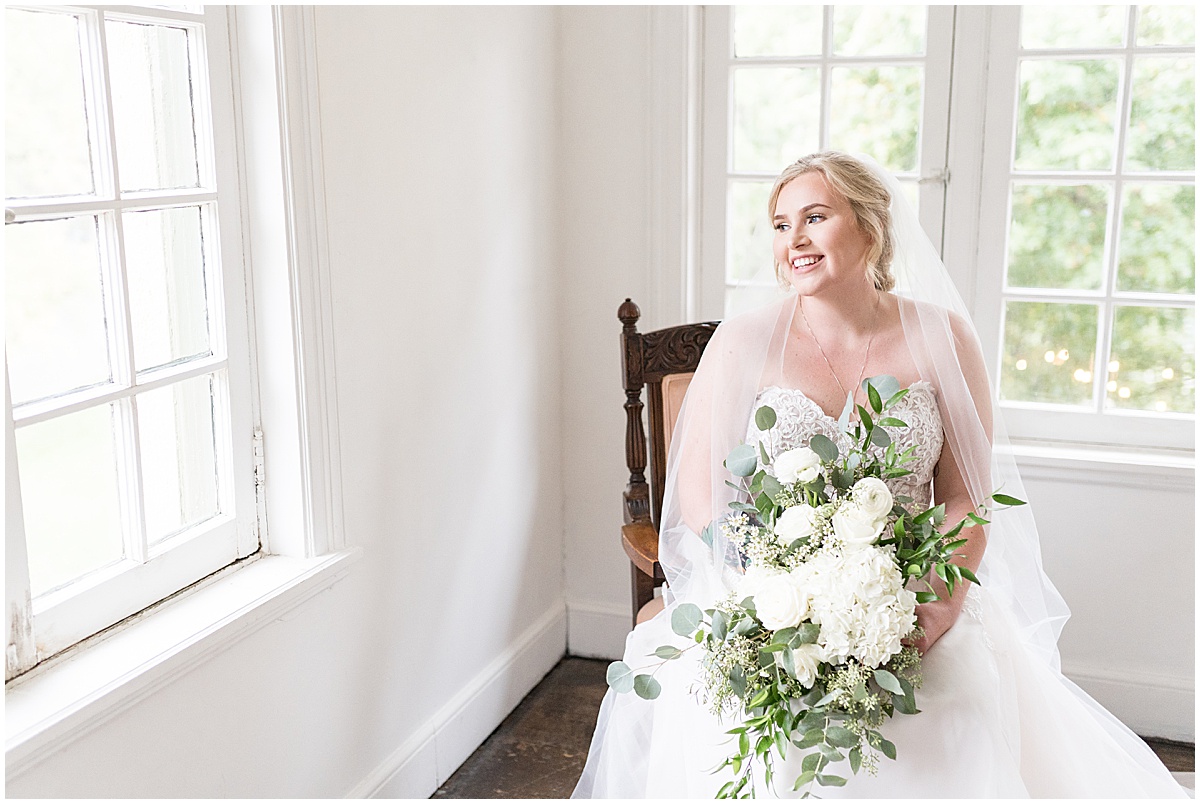 Bride before Fowler House Mansion wedding in Lafayette, Indiana photographed by Lafayette, Indiana wedding photographer Victoria Rayburn