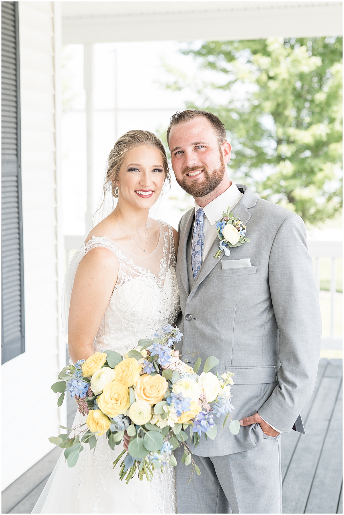 Bride and groom at Gathering Acres wedding in Lafayette, Indiana photographed by Lafayette, Indiana wedding photographer Victoria Rayburn