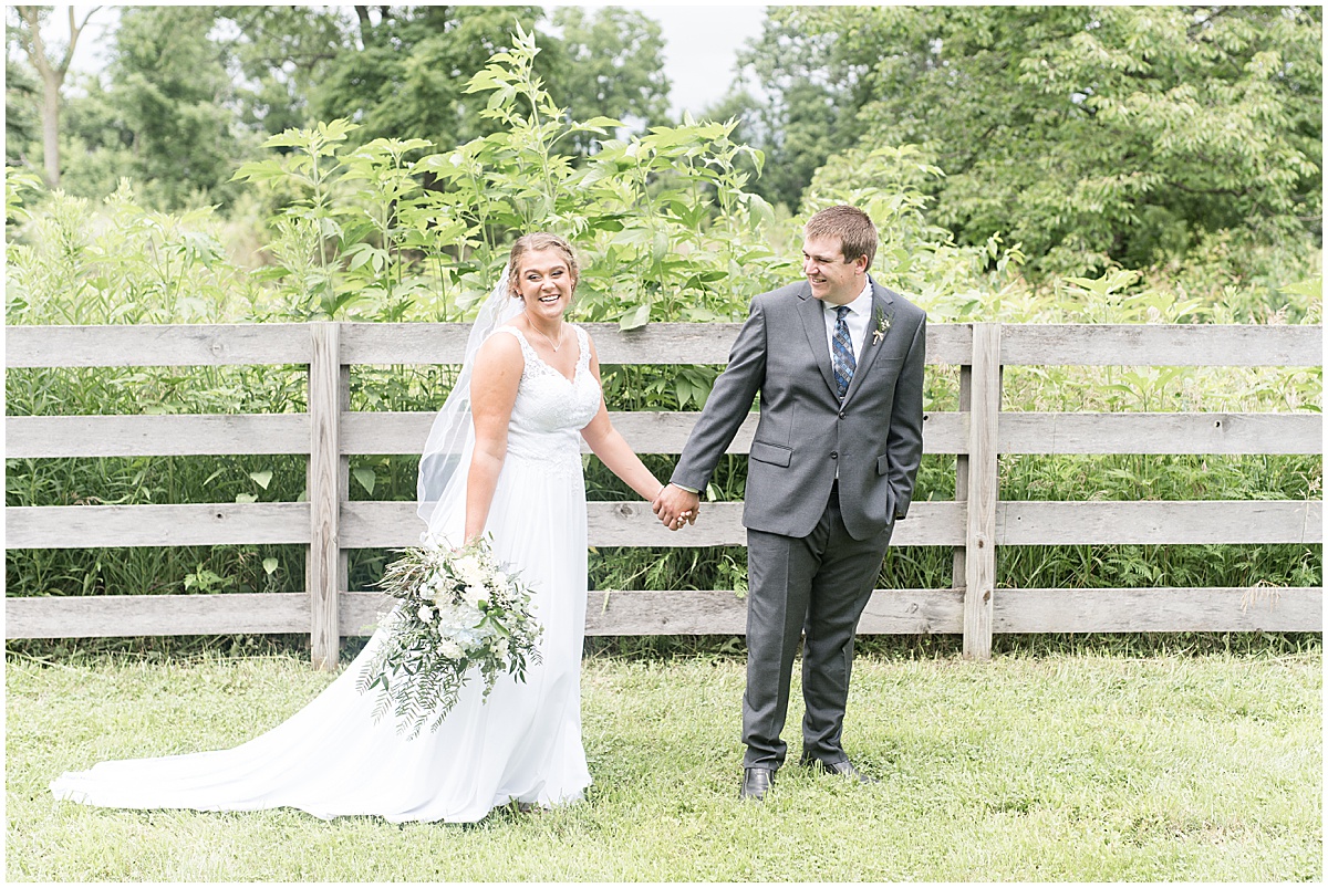 Bride and groom at Hawks Point Acres wedding in Anderson, Indiana photographed by Victoria Rayburn Photography
