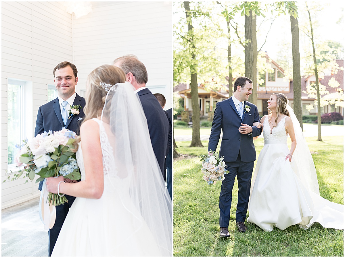 Bride and groom at Lizton Lodge wedding in Lizton, Indiana photographed by Lafayette, Indiana wedding photographer Victoria Rayburn Photography