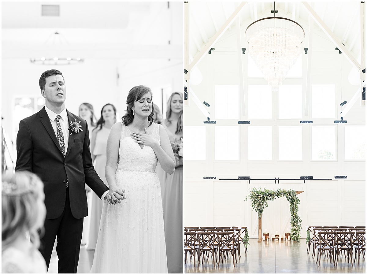 Ceremony of wedding at The Sixpence in Whitestown, Indiana photographed by Indianapolis wedding photographer Victoria Rayburn
