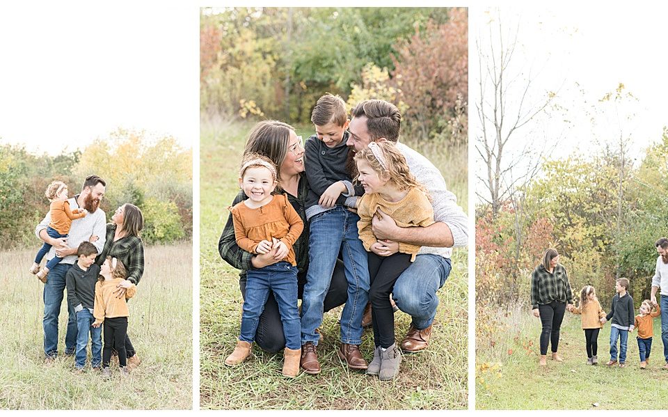 Family fall photos at Fairfield Lakes Park in Lafayette, Indiana