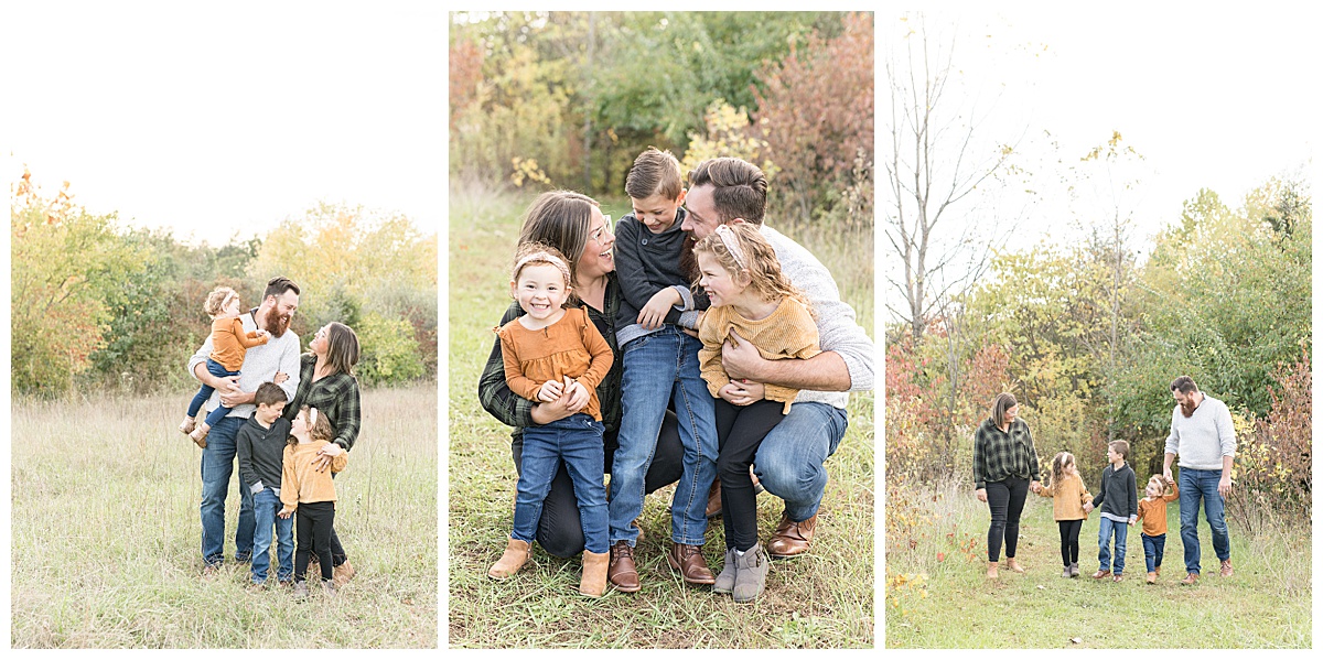 Family fall photos at Fairfield Lakes Park in Lafayette, Indiana