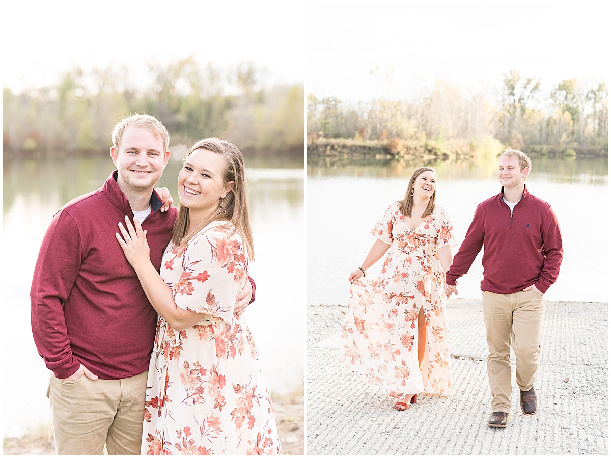 Strawtown Koteewi Park fall engagement photos in Noblesville, Indiana by Indianapolis wedding photographer Victoria Rayburn Photography 