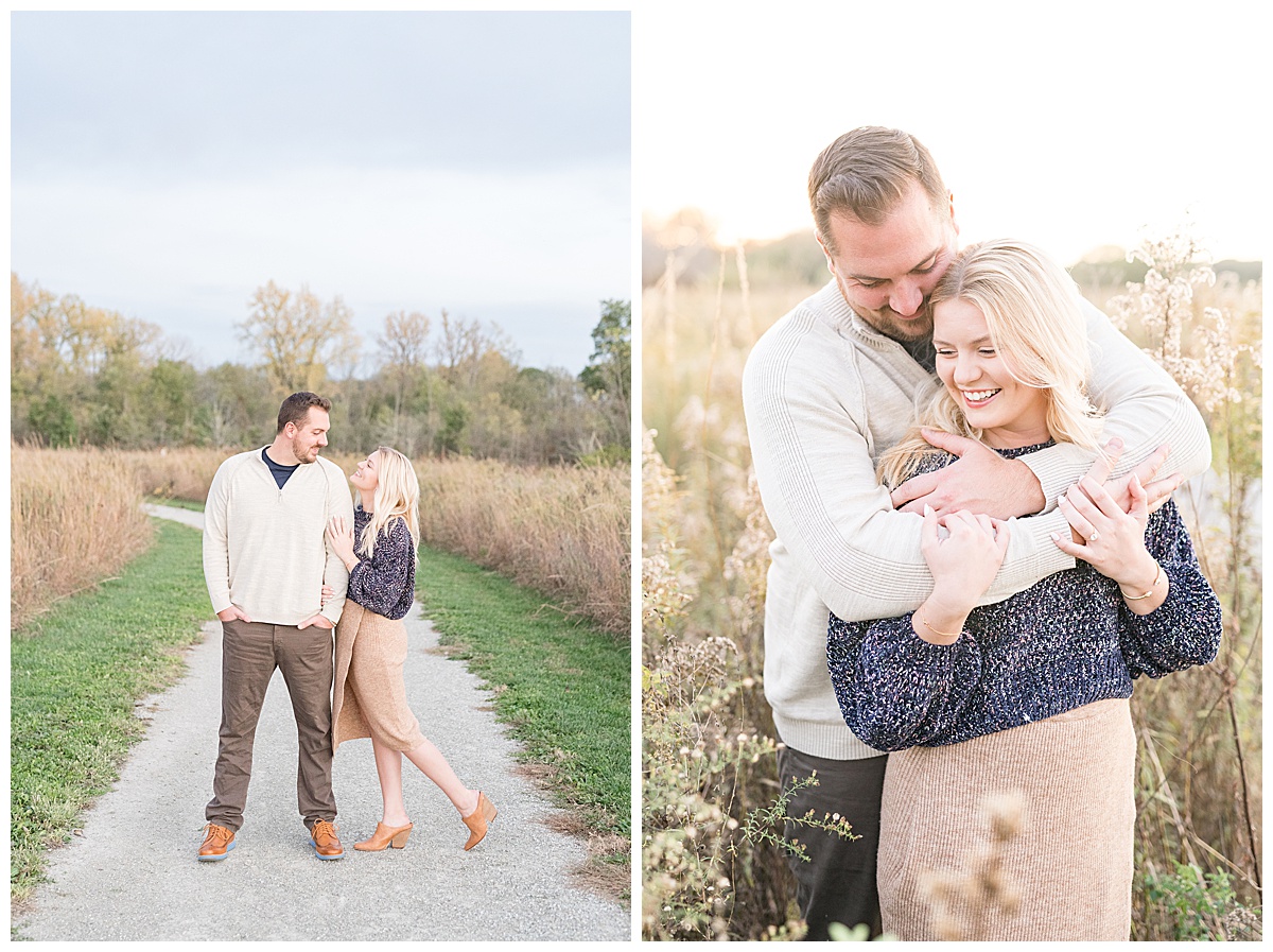 Engagement photos at Strawtown Koteewi Park in Noblesville, Indiana by Indianapolis wedding photographer Victoria Rayburn Photography.