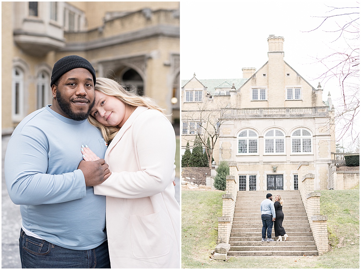 Engagement photos at Laurel Hall in Indianapolis by Indianapolis wedding photographer Victoria Rayburn Photography.