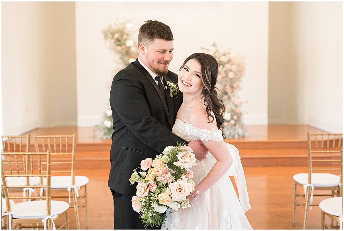 Bride and groom portraits during Ritz Charles Chapel wedding in Carmel, Indiana